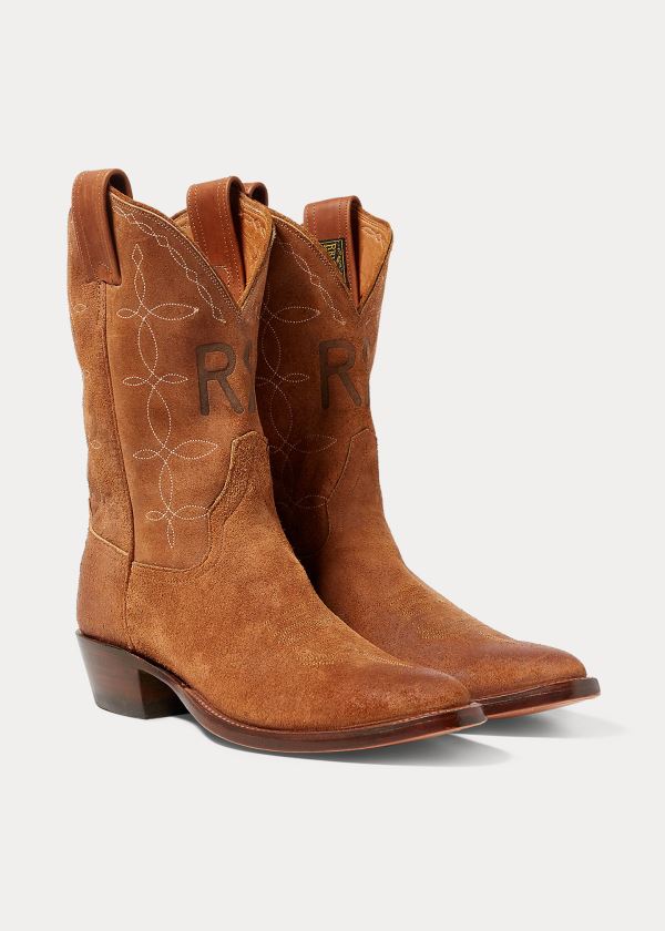 Ralph Lauren Plainview Suede Cowboy Støvler Herre Danmark (TWHOB1032)